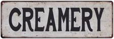 CREAMERY Vintage Look Rustic Metal Sign Chic Retro 106180035029