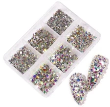 1 box crystal nail art rhinestones, ab color nail crystals ,diamantes para unas