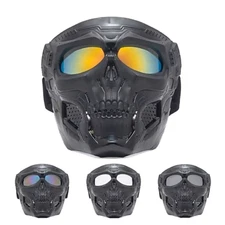 Skull Motorcycle Protective Goggles Removable Face Mask Motocross Riding Eyewear