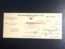 DOM DeLUISE SIGNED RARE ORIGINAL 1965 PAYCHECK FROM WILLIAM MORRIS AGENCY!!!!!