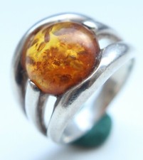 Sterling Silver Ring Decorated With Amber Baltic 7.4 gram          