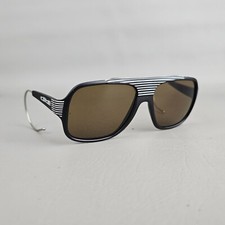 Vintage 80's CEBE 3000 Shield Sunglasses Black White Wrap Around Ear