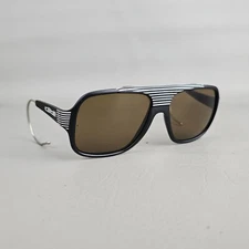 Vintage 80's CEBE 3000 Shield Sunglasses Black White Wrap Around Ear