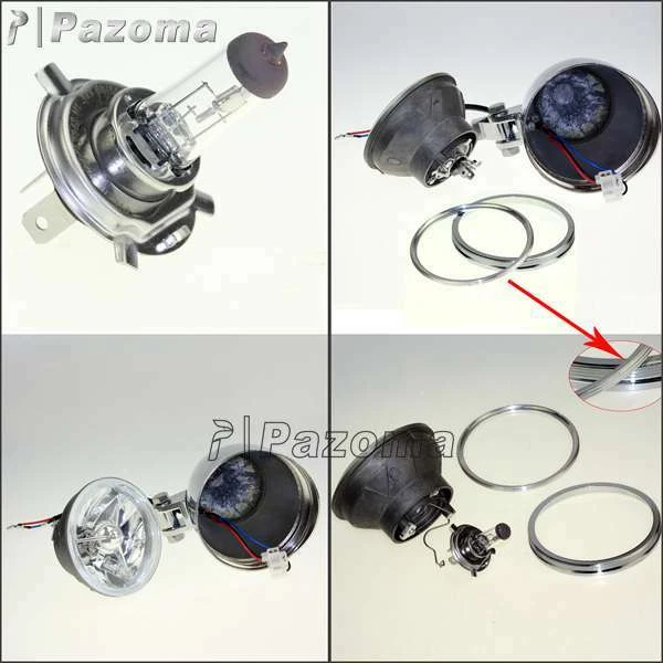 Передняя фара ретро на заказ для моделей Harley Sportster XL 1200/883 4,5 дюйма  - Изображение 4 из 4