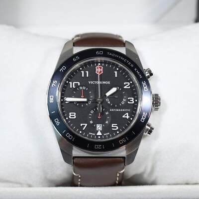 Victorinox Swiss Army Chrono Men's Black Dial Leather Strap Watch