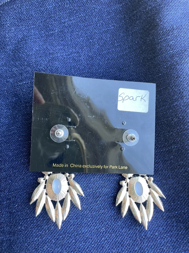 Pendientes Park Lane SPARK NUEVOS CON ETIQUETAS Gota Larga Blanco Plástico Duro Piedra Transparente Imitación Peras Foto 3 de 4