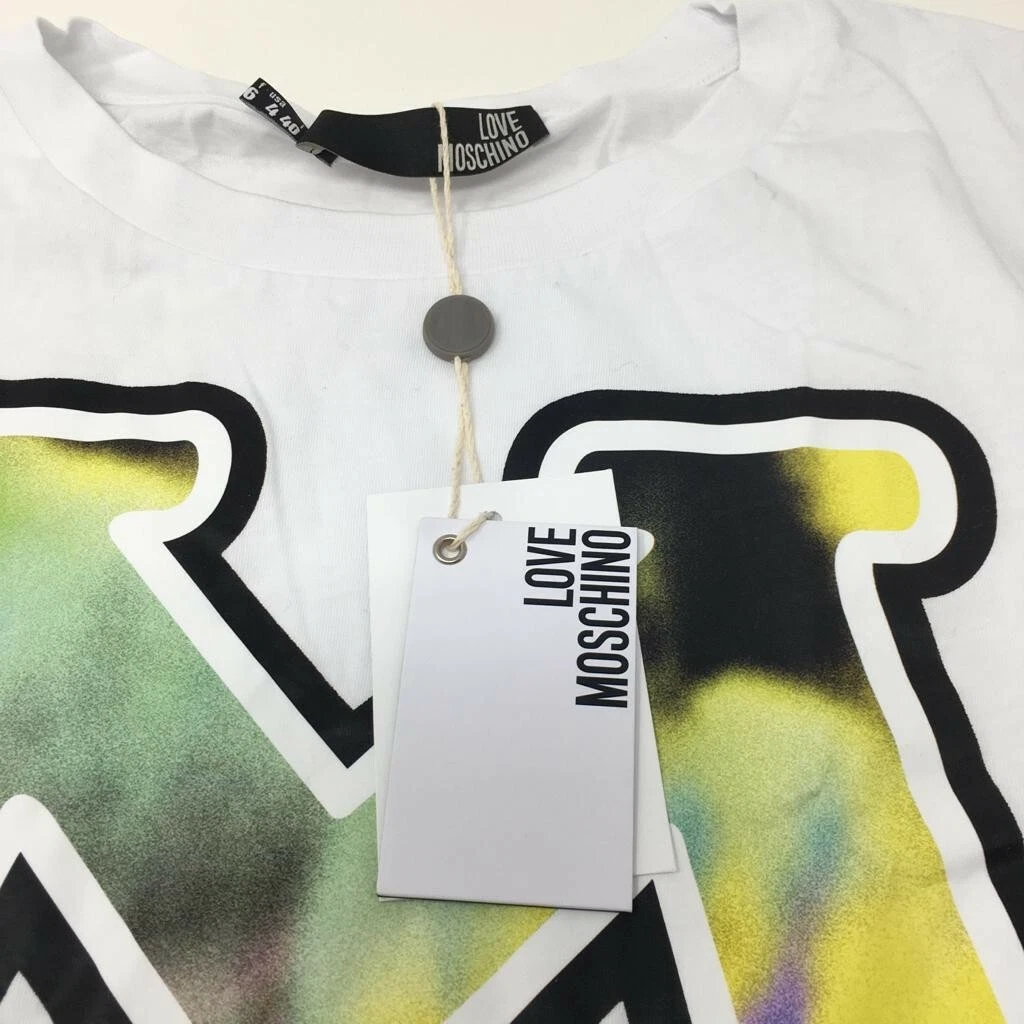 Abito T Shirt LOVE MOSCHINO con Stampa Logo Bianco UK 8 IT 40