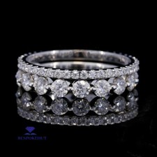 2 Pcs Matching Wedding Bridal Set 14K White Gold Over 2.3 Ct Simulated Diamond