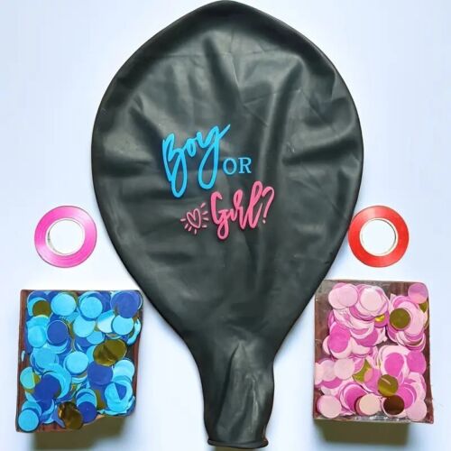 Gender Reveal Balloon Kit 36" Jumbo Black ,Baby Shower Sash and Earrings Set - Picture 7 of 20