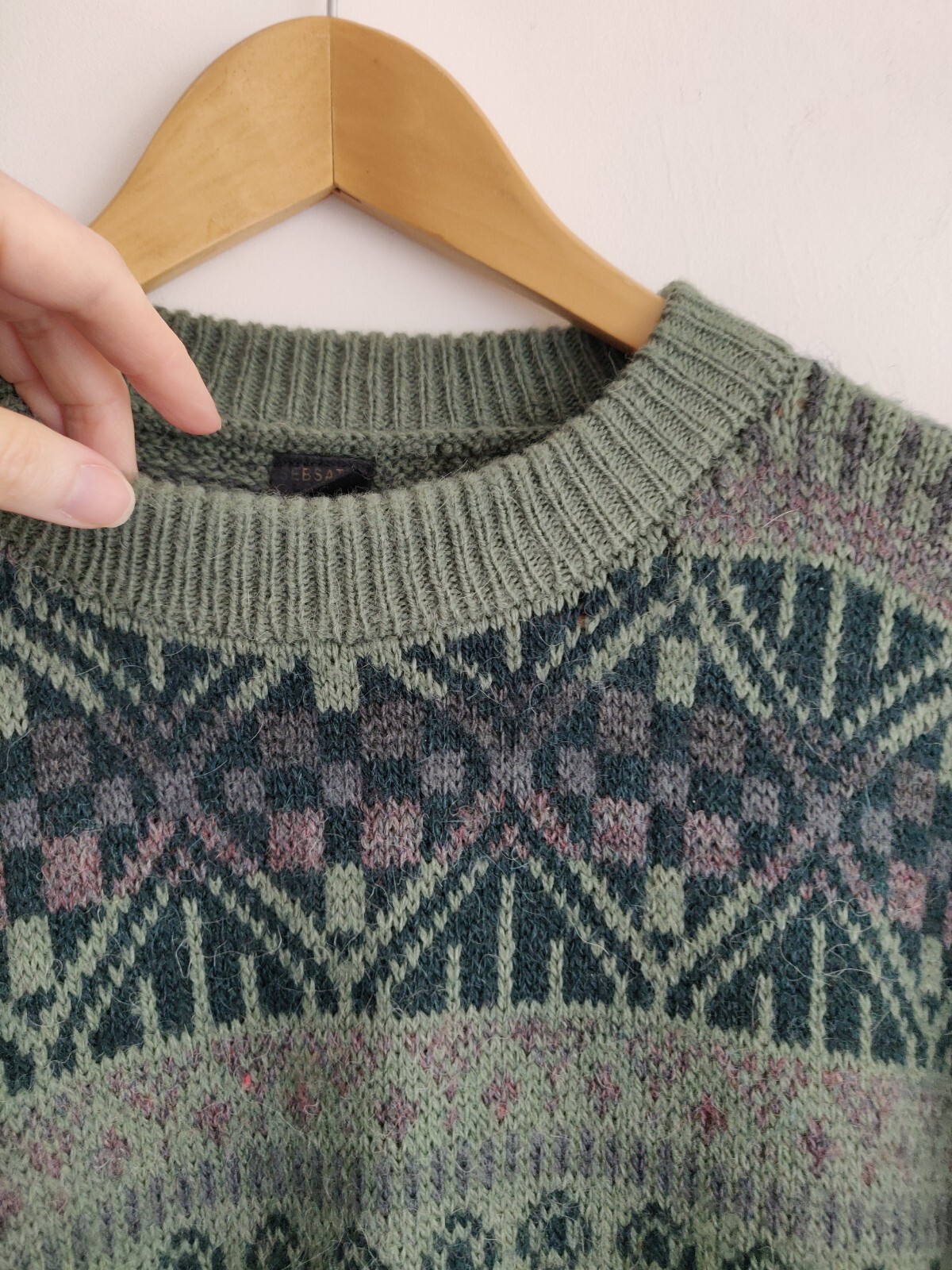 Vintage ALPACA Wool Sebsatex Graphic Knit Sloppy Joe Jumper ~ STUNNING PATTERN image 2