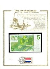 Netherlands 5 Gulden P 95 1973 UNC w/UN FDI FLAG STAMP Lucky # 4077751410