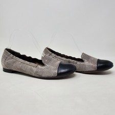 AGL ATTILIO GIUSTI LEOMBRUNI LEATHER CAP TOE HOUNDSTOOTH BALLET FLATS 8 38