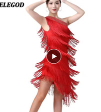 Latein Tanz Quaste Strass besetzt Kleid in PINK Rumba Cha Cha Ballsaal