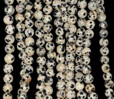 8MM DALMATION JASPER GEMSTONE BLACK DOTS ROUND 8MM LOOSE BEADS 15inch