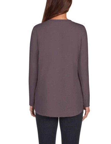 Matty M Women's Crew Neck Long Sleeves Tunic Top Curved Hem - Picture 17 of 19