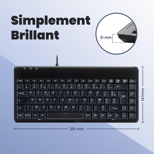 PERIBOARD-409U Mini Clavier Filaire pour Windows USB Noir AZERTY - Photo 5/7