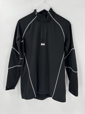 Helly Hansen Womens Jacket XL Black Athletic Logo Pullover 1/4 Zip Activewear