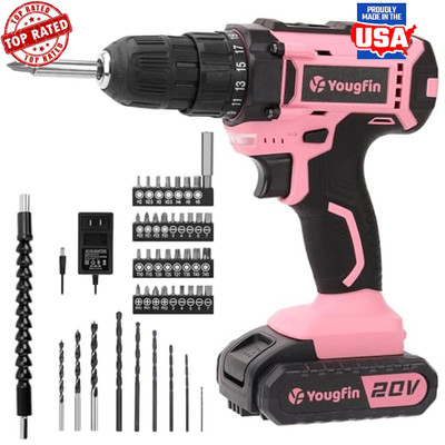 20V Cordless Electric Drill Set 25 1 Torque 2 Speed LED Light Home Use