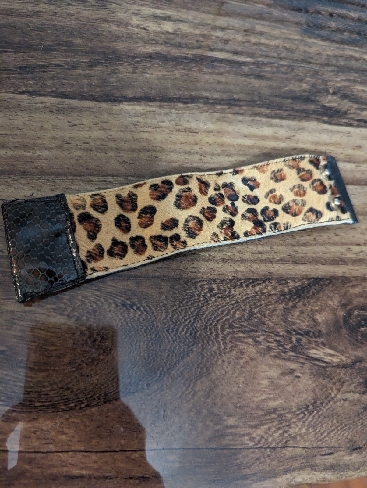Wide Cuff Bracelet Strap Insert Leopard Black - image 1