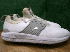 PUMA Ignite Articulate Mens 9.5 White Silver Low Golf Shoes Waterproof 376078-01