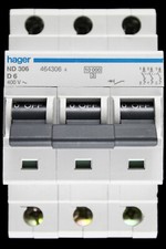 HAGER 6 AMP CURVE D 10kA TRIPLE POLE MCB CIRCUIT BREAKER ND306 464306