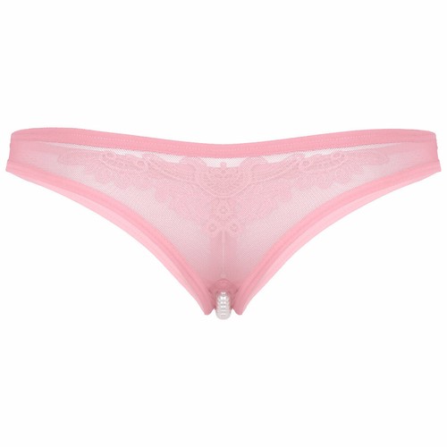 Damen Mesh Transparent String Slips Schritt offen Stringtanga mit Perlen Dessous - Picture 48 of 50