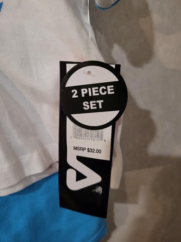 (N10) New 2 Piece Set Fila Girls 2pc Tee Short Set Size 4 - Picture 3 of 8