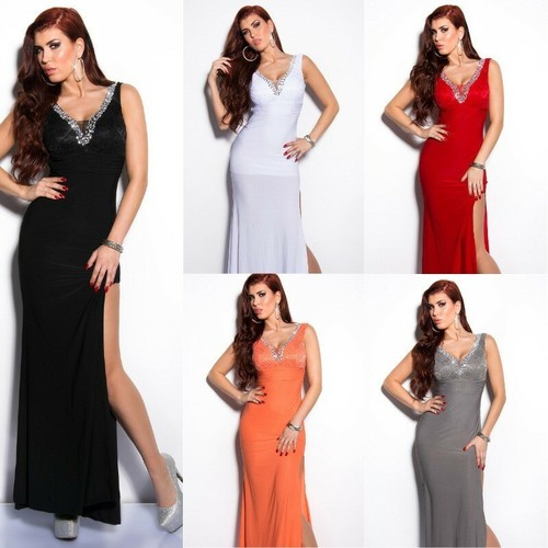 Abito da sera vestito elegante lungo cerimonia nero schiena scoperta scollo  a v | eBay