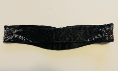 Hand Beaded Cumberband Womens Waist Belt Black Blue Red XS S ? 27 bv Beaded Black Cumberbund Belt Gold Silver Blue Red Floral  main image 2