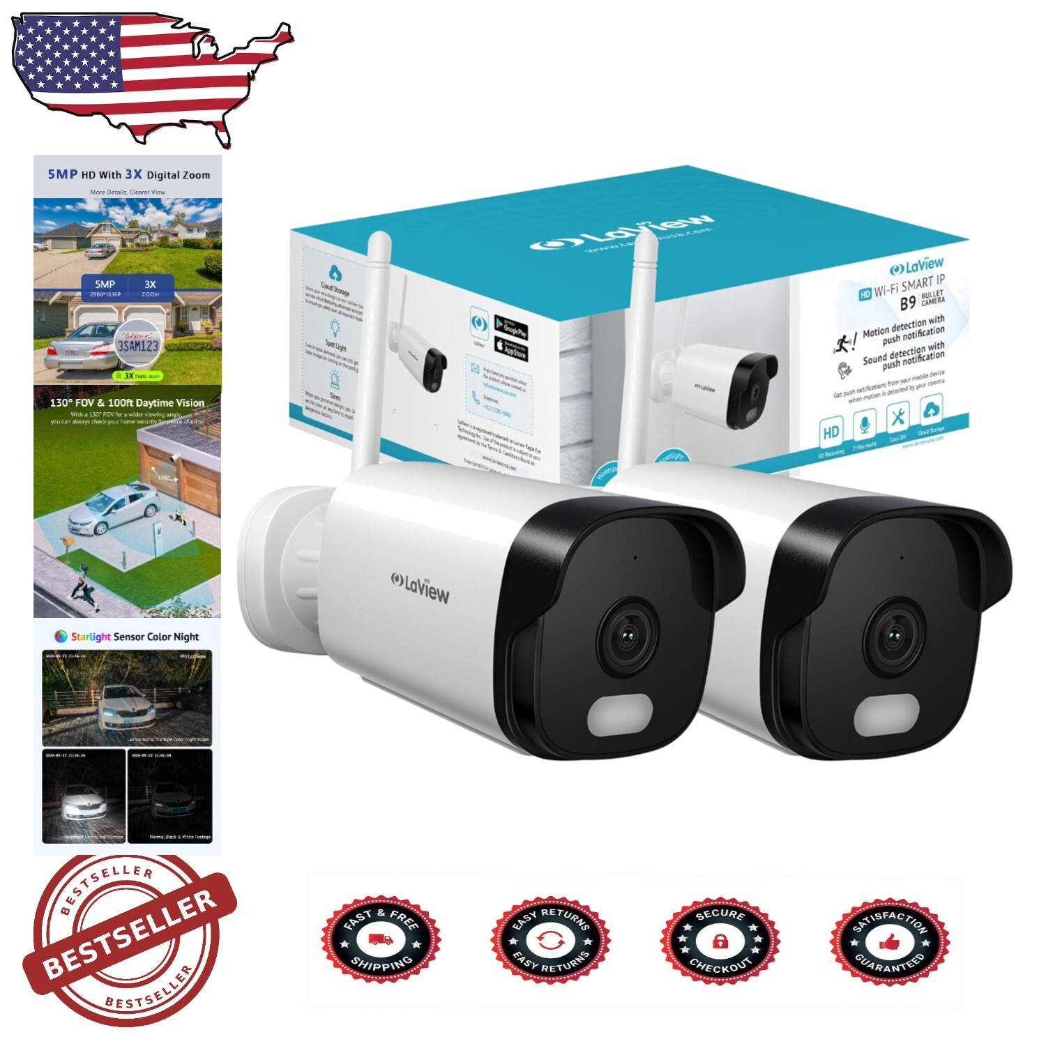 Advanced 5MP Outdoor Security Cameras with Waterproof Design - Alexa Compatible