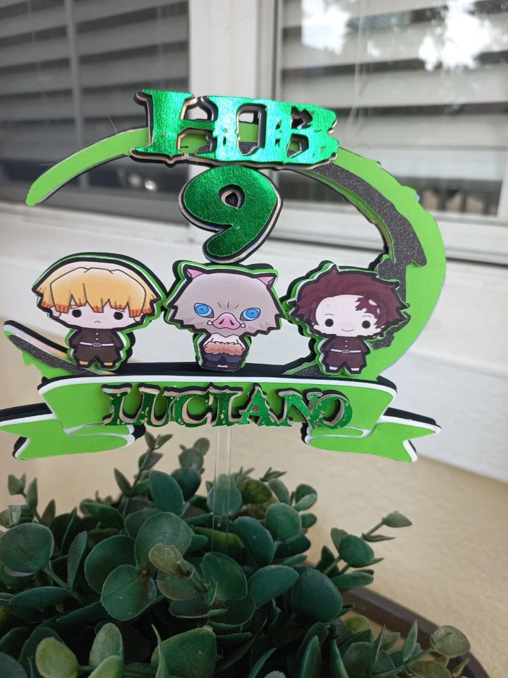 Голографический топпер для торта Little Demon Slayer с персонажами аниме - Изображение 4 из 4