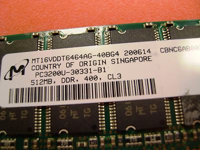Barrette Mémoire RAM Micron MT16VDDT6464AG-40BC4, 512 Mo, DDR, PC3200U