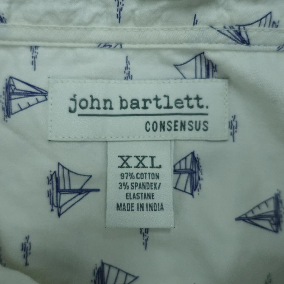 John Bartlett Button Down Shirt Men's Size XXL White Long Sleeve Collared Cotton - Image 3 of 4