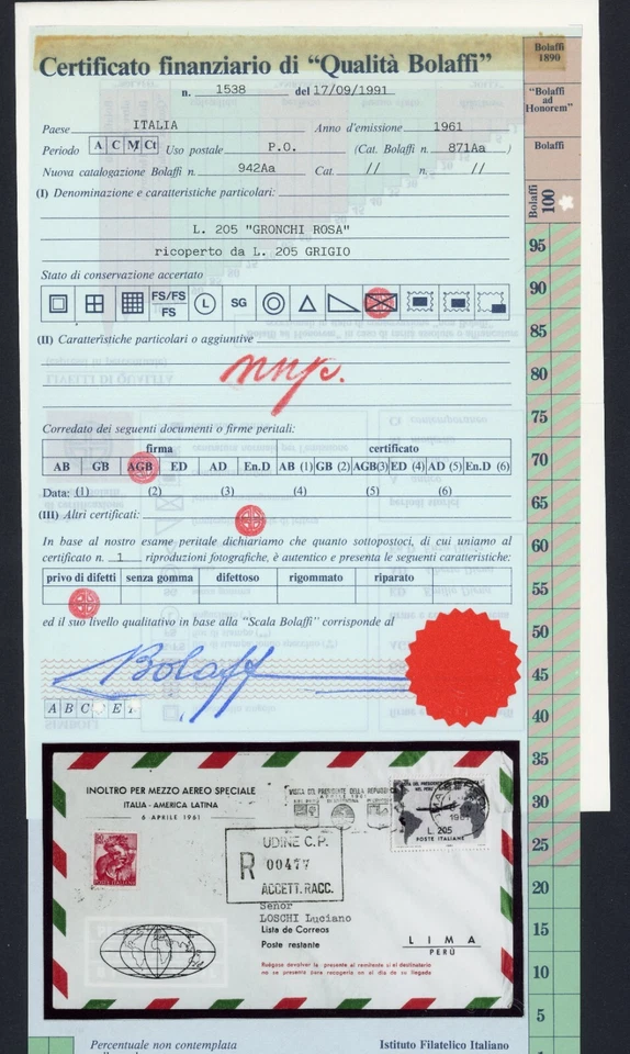 Repubblica - 1961 - Aerogramma - Gronchi Rosa (Bolaffi 871Aa) ricoperto su busta - Immagine 3 di 3