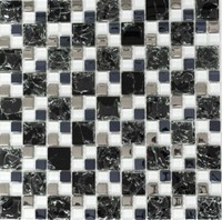 Mosaik Schwarz Silber Fliesenspiegel Kombination Wand 88-K1499 | 10 Mosaikmatten