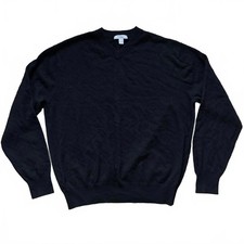 Turnbury Silk Cashmere Sweater Cable Knit Pullover Black Men's Size XL