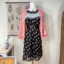 Y2k Bow Polka Dot Ruffle Dress Dollette Gloomy Coquette Femme Dolly Kei Dainty M