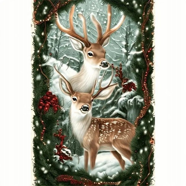 Diamantmosaik-Rentier Als Weihnachtsdekoration, Kreative Stickerei, 30 X 40 Cm-image