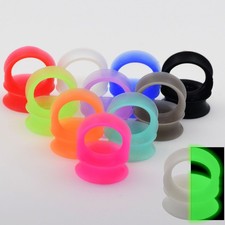 11Pairs Thin Silicone Ear Gauges Plugs Double Flared Ear Tunnels Stretchers