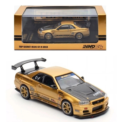 Inno64 Nissan Skyline GT-R R34 Top Secret Gold 1:64 Diecast IN64