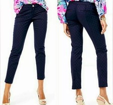 Lilly Pulitzer Kelly Textured Ankle Length Skinny Pant Midnight Navy Size 4