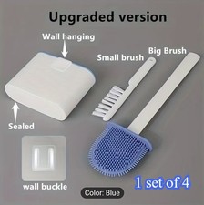 1 Set of 4 RV Toilet Brushes with Wall Mount: Soft Brush Head, Long Handle