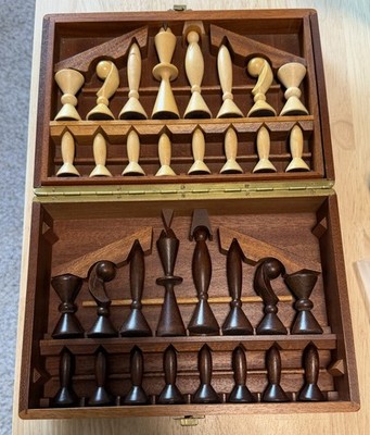 Vintage ANRI Universum Space Age Wood Chess Set