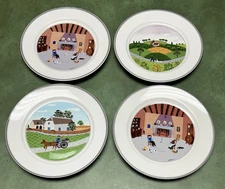 VILLEROY & BOCH Porcelain Luxembourg DESIGN NAIF 4 Dinner Plates 10 1/4" 2nds