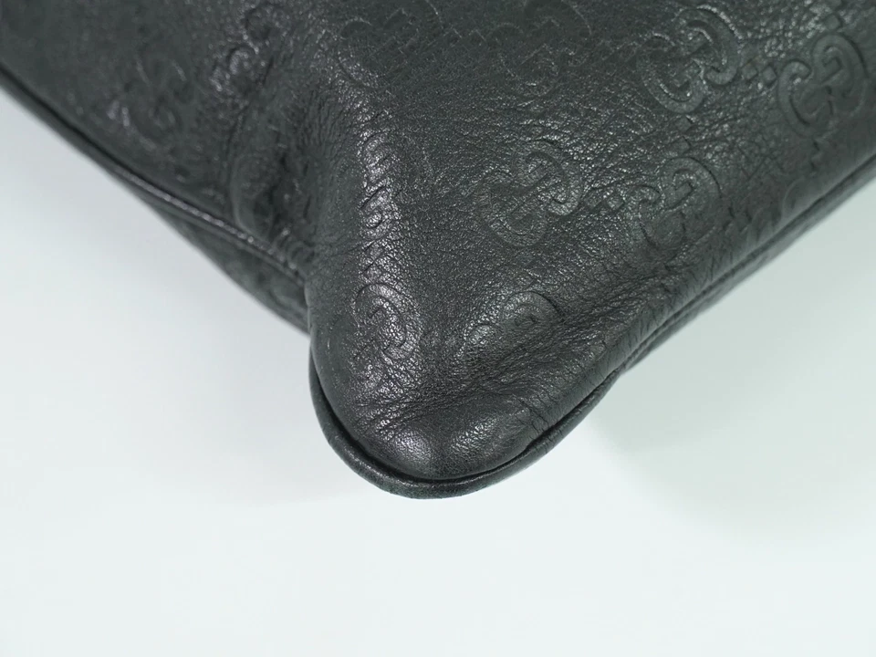 GUCCI Guccissima Leather 201446 Shoulder Crossbody Bag Black Gold - Image 4 of 4