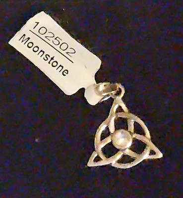 Triquetra Trinity Knot With Circle 1'' Pendant Sterling Silver 925 With Moonstone