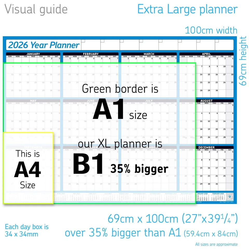 2026 Year Planner Wall Chart+Calendar+Holidays✔Grid Format ✔WIDEST RANGE ON EBAY - Image 4 of 4