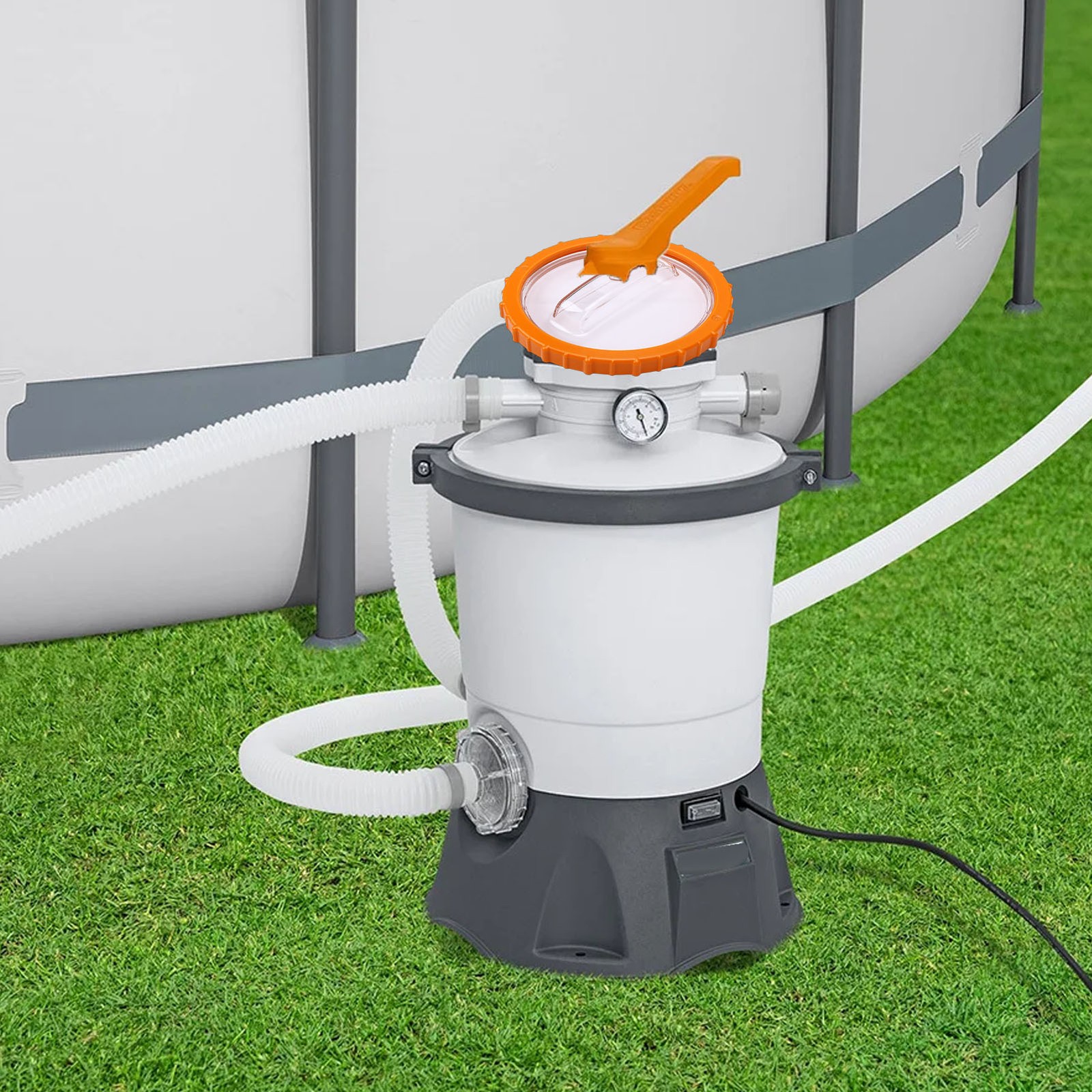 Premium Plastic Pool Sand Pump Filter Cover With Orange Nut For Easy Maintenance