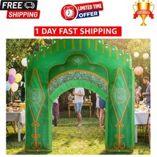 10ft Lighted Inflatable Emerald Green Castle Arch for Magical Halloween Decor