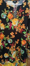 MSK Women's Yellow Black Floral Ruffle Polyester Spandex Sleeveless Dress Sz M